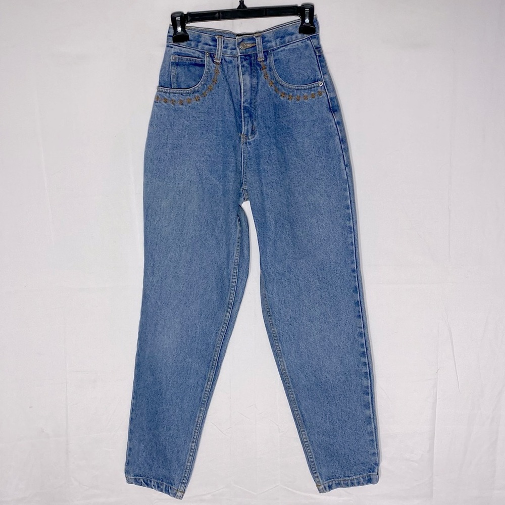 Vintage 90s Bluenotes High Rise Cotton Jeans W Embroidery 24 Boho Cottagecore